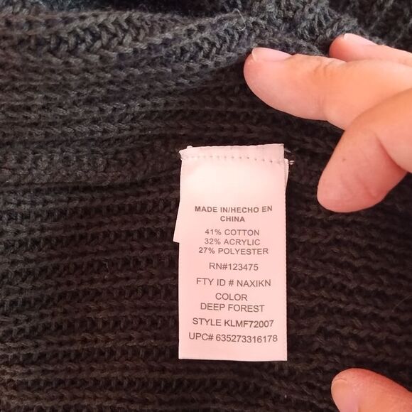 Kenneth Cole Reaction | Dark Green Open Front Cardigan Sweater XL - Picture 6 of 7